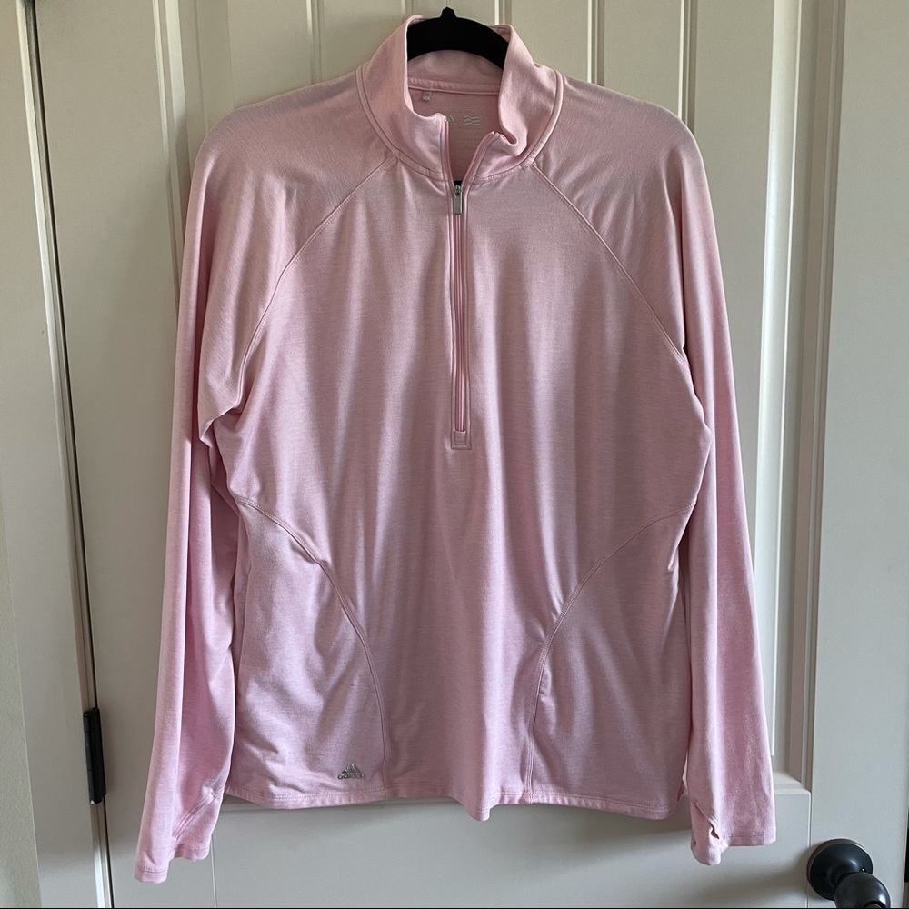 adidas Light Pink Long Sleeve Quarter-Zip Top